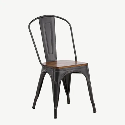 Tumehall tööstuslik söögitool Tempe, pähklitooni MDF-ist istmega - 19936-490