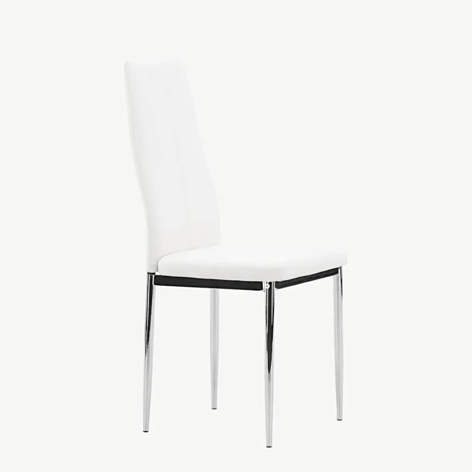 Valge kunstnahast söögitool Pastill hõbedaste terasjalgadega, 19936-877 – 3