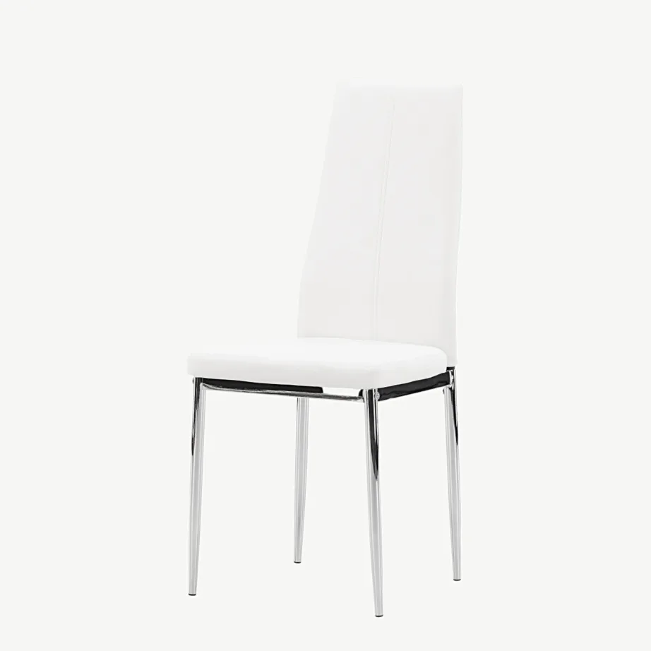 Valge kunstnahast söögitool Pastill hõbedaste terasjalgadega, 19936-877 – 5