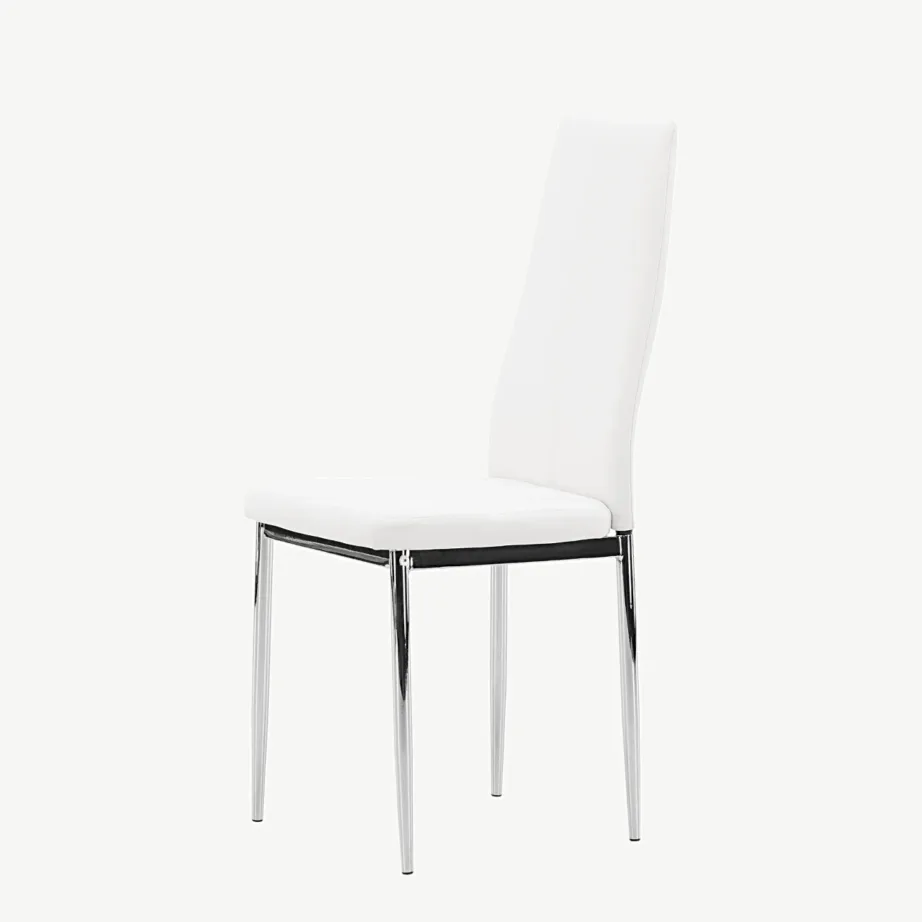 Valge kunstnahast söögitool Pastill hõbedaste terasjalgadega, 19936-877 – 6