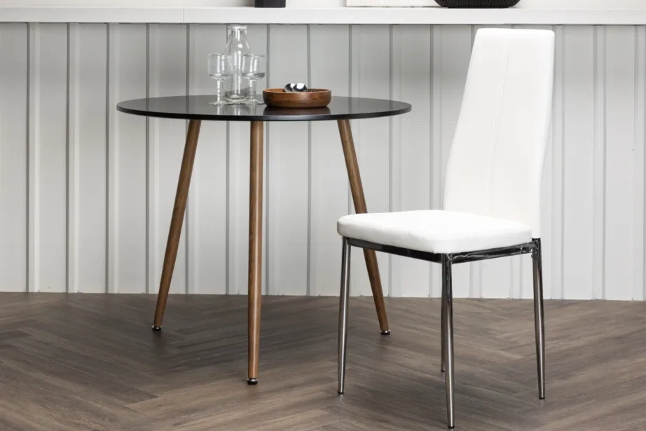 Valge kunstnahast söögitool Pastill hõbedaste terasjalgadega, 19936-877 – 8