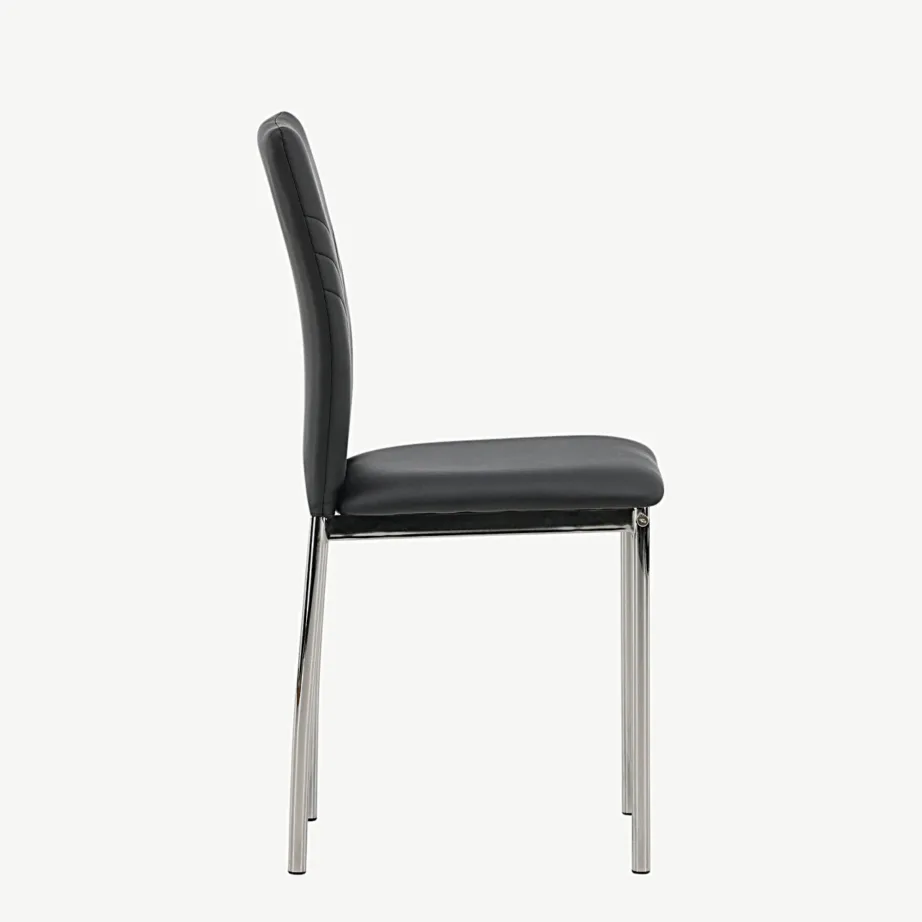 Mustast kunstnahast söögitool Lily, kroomitud terasest jalad, 19937-458 – 2