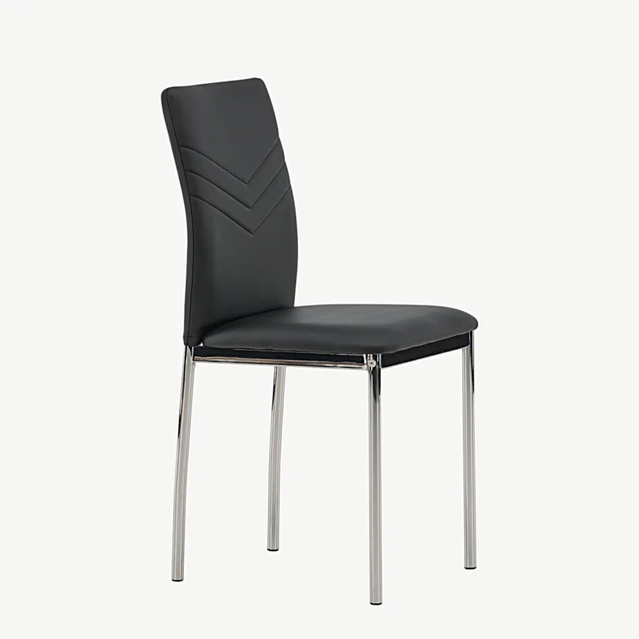 Mustast kunstnahast söögitool Lily, kroomitud terasest jalad, 19937-458 – 3