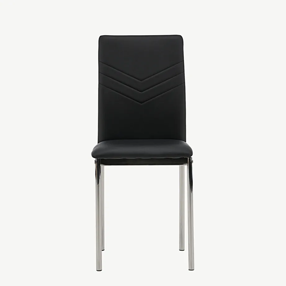 Mustast kunstnahast söögitool Lily, kroomitud terasest jalad, 19937-458 – 4