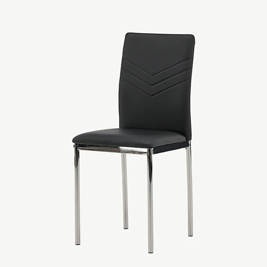 Mustast kunstnahast söögitool Lily, kroomitud terasest jalad, 19937-458 – 5