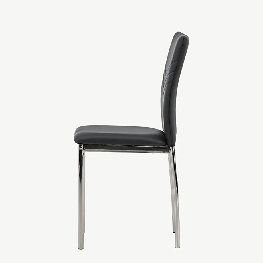 Mustast kunstnahast söögitool Lily, kroomitud terasest jalad, 19937-458 – 7