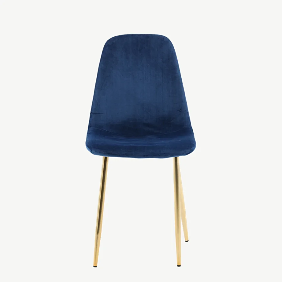 Sinisest sametist söögitool kuldsete metalljalgadega, Polar sari, 19946-767 – 4