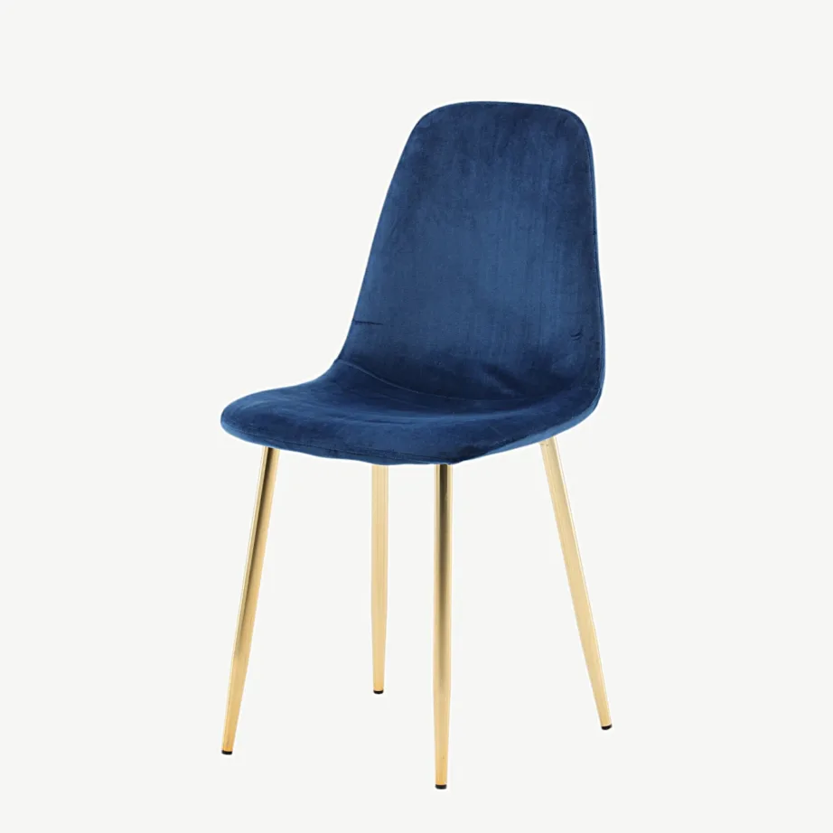 Sinisest sametist söögitool kuldsete metalljalgadega, Polar sari, 19946-767 – 5