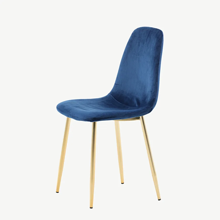 Sinisest sametist söögitool kuldsete metalljalgadega, Polar sari, 19946-767 – 6