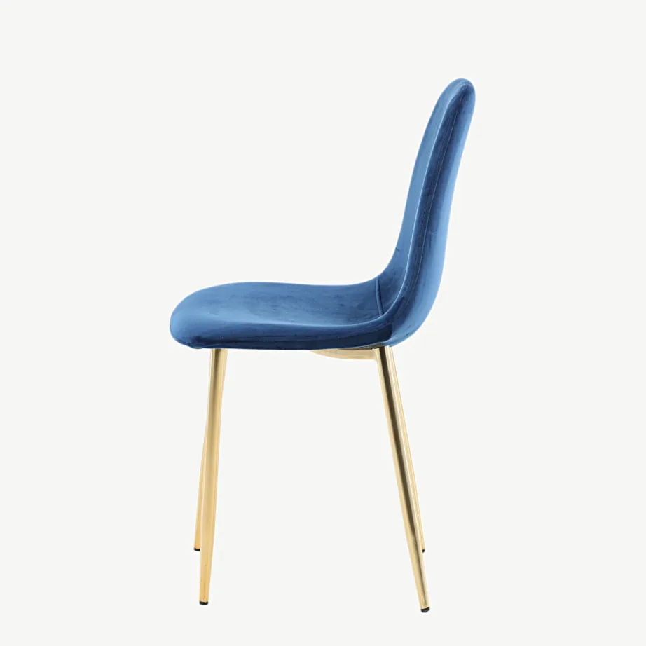 Sinisest sametist söögitool kuldsete metalljalgadega, Polar sari, 19946-767 – 7