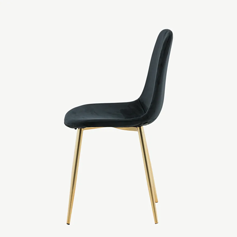 Mustast sametist söögitool kuldsete metalljalgadega Polar kollektsioonist, 19946-768 – 7