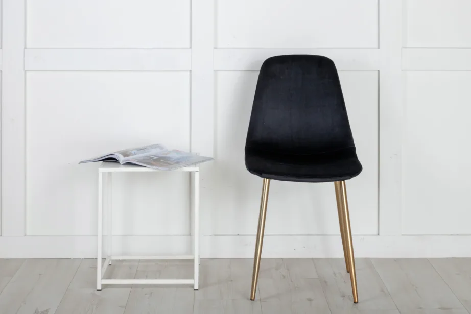 Mustast sametist söögitool kuldsete metalljalgadega Polar kollektsioonist, 19946-768 – 8