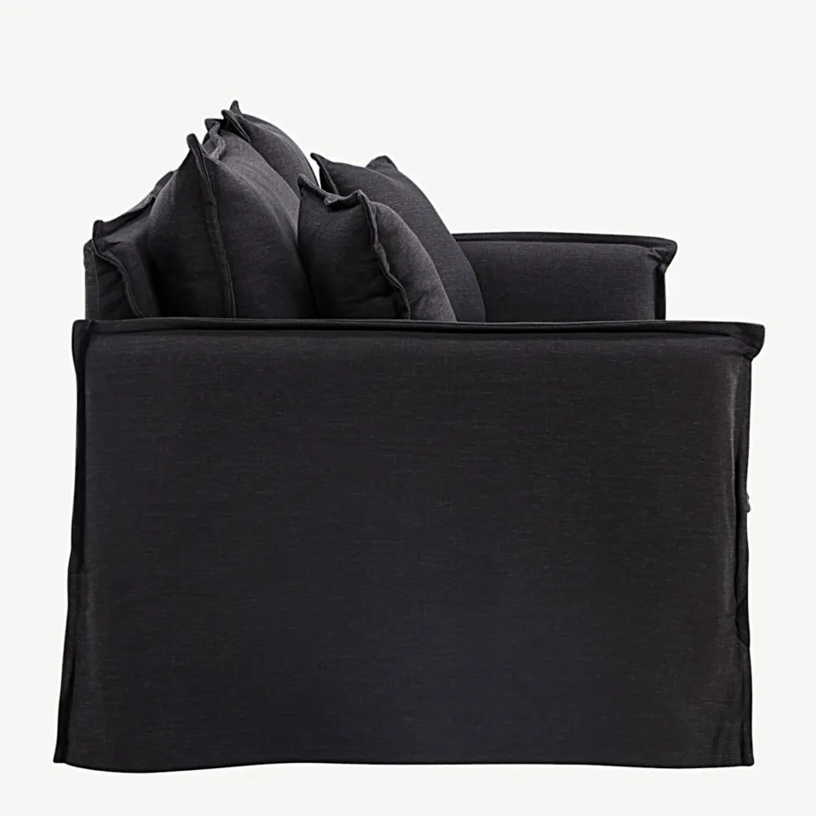 Must Nova sarja 3-kohaline polüester-linasegust kangaga diivan, 19947-100 – 2