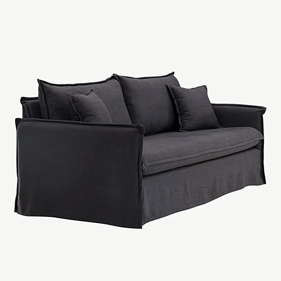 Must Nova sarja 3-kohaline polüester-linasegust kangaga diivan, 19947-100 – 3