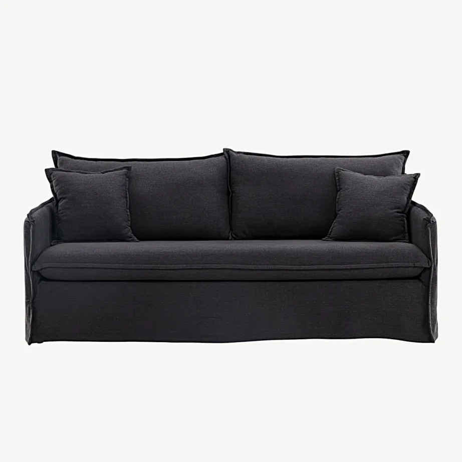 Must Nova sarja 3-kohaline polüester-linasegust kangaga diivan, 19947-100 – 4