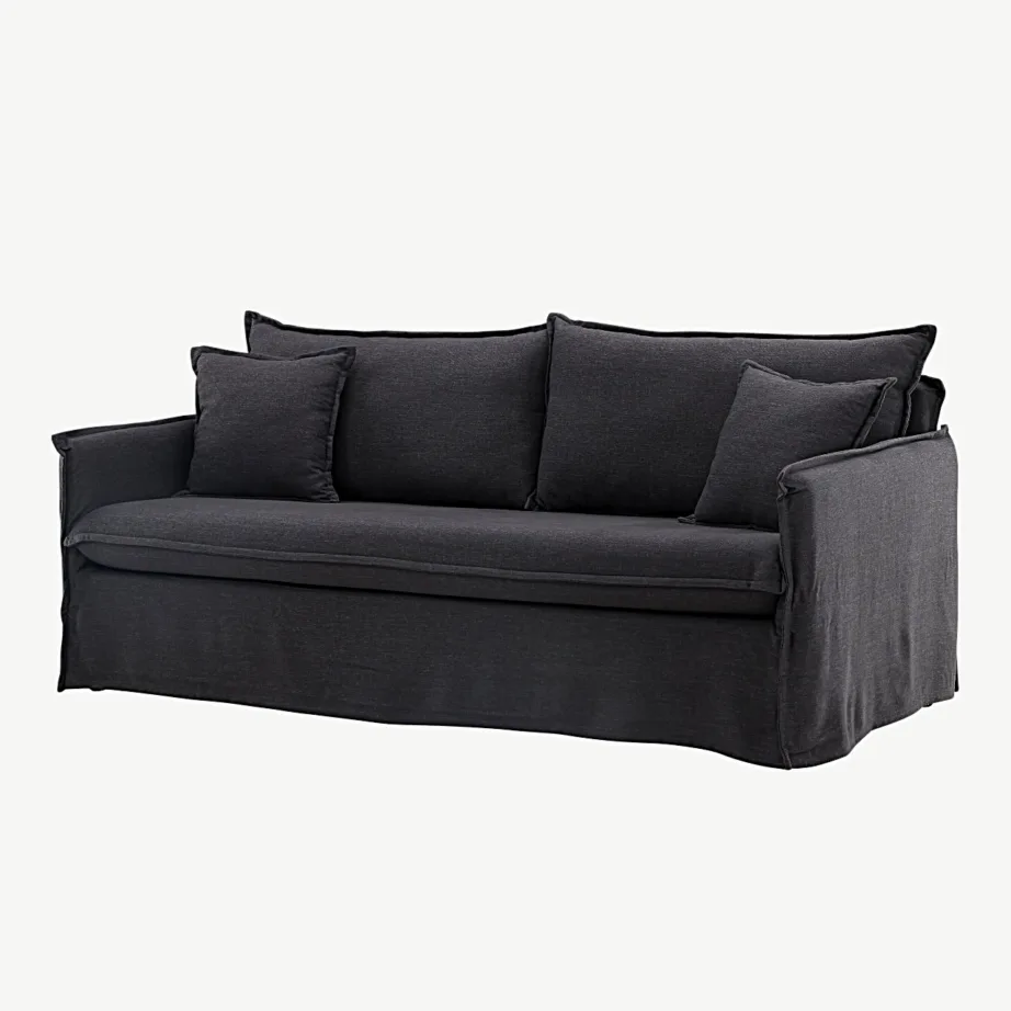 Must Nova sarja 3-kohaline polüester-linasegust kangaga diivan, 19947-100 – 5