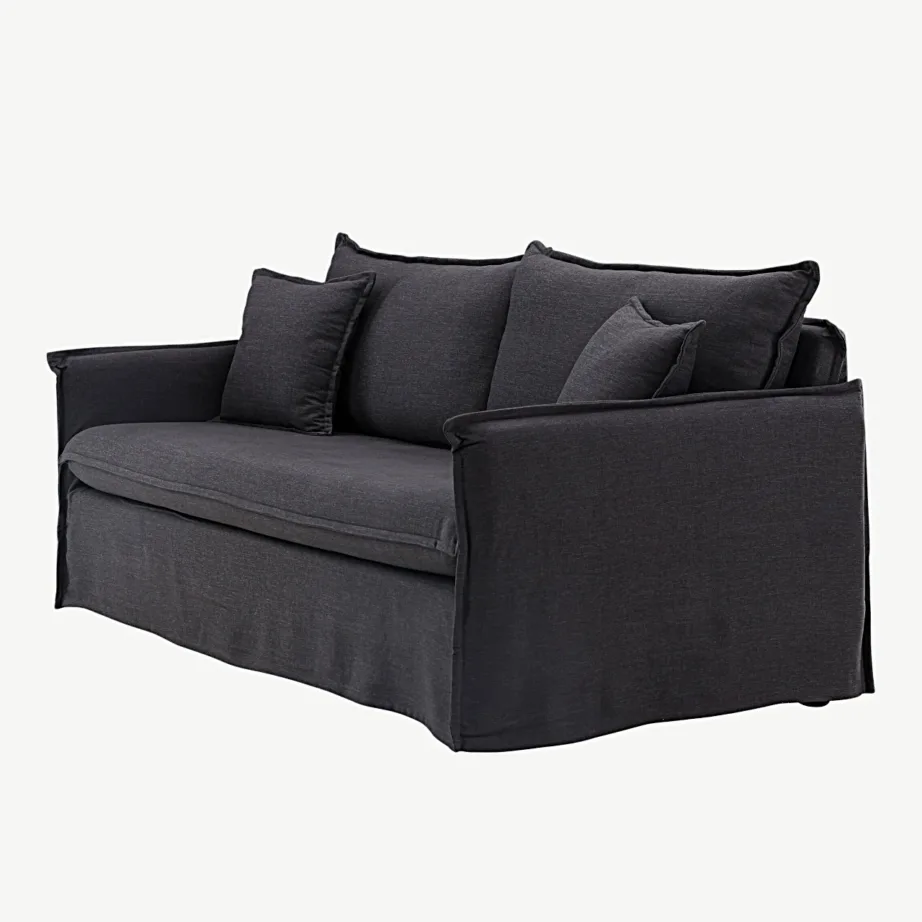 Must Nova sarja 3-kohaline polüester-linasegust kangaga diivan, 19947-100 – 6