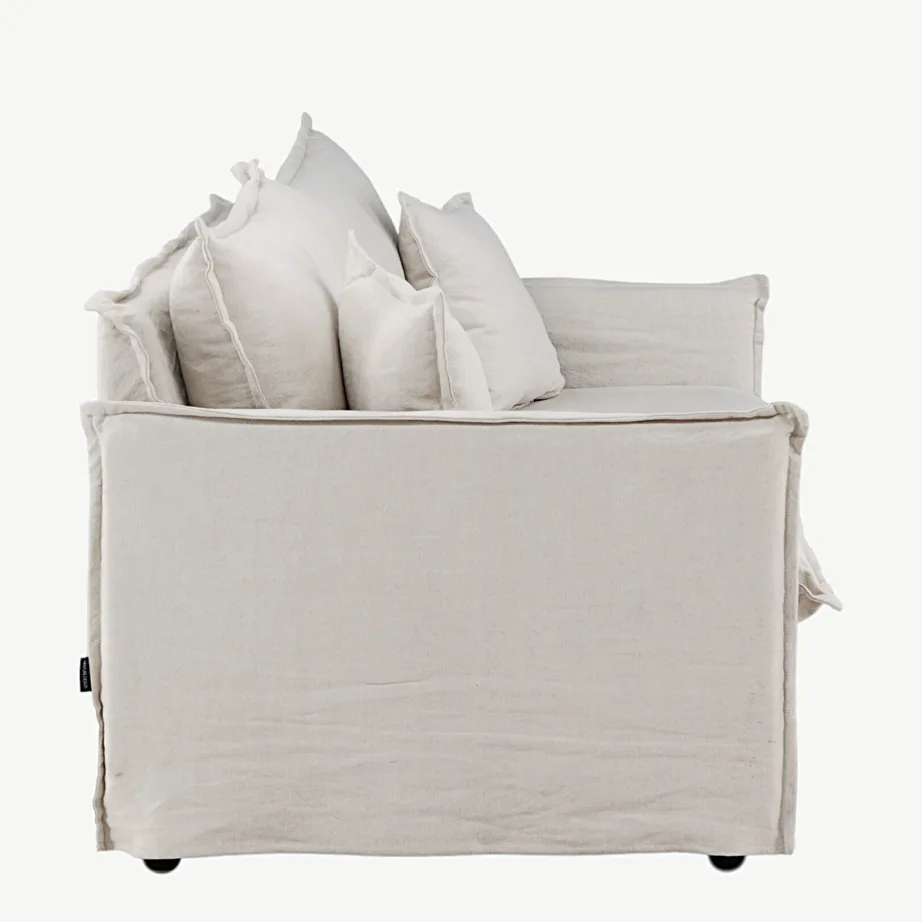 Beežist linasest kangast 3-kohaline diivan Nova (40% lina, eemaldatavad katted), 19947-256 – 2