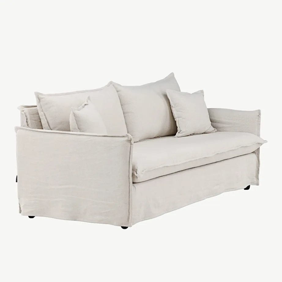 Beežist linasest kangast 3-kohaline diivan Nova (40% lina, eemaldatavad katted), 19947-256 – 3