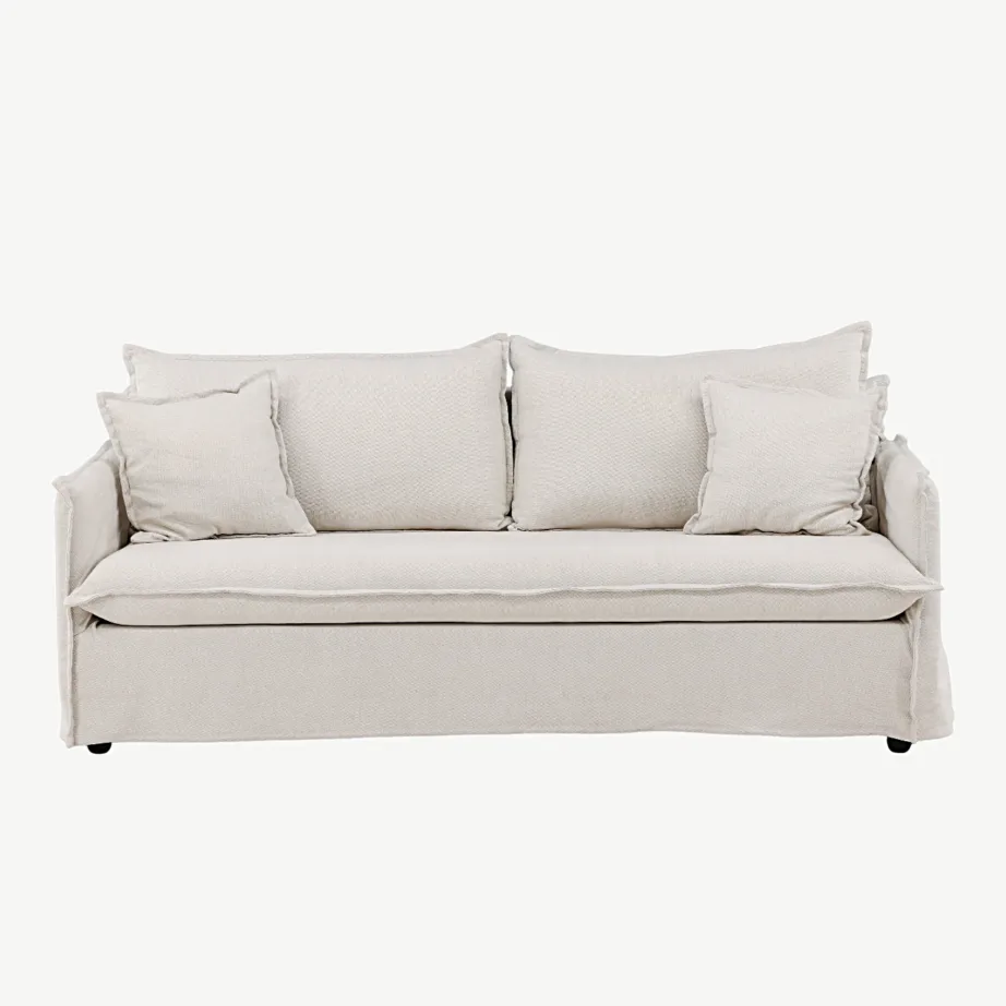 Beežist linasest kangast 3-kohaline diivan Nova (40% lina, eemaldatavad katted), 19947-256 – 4