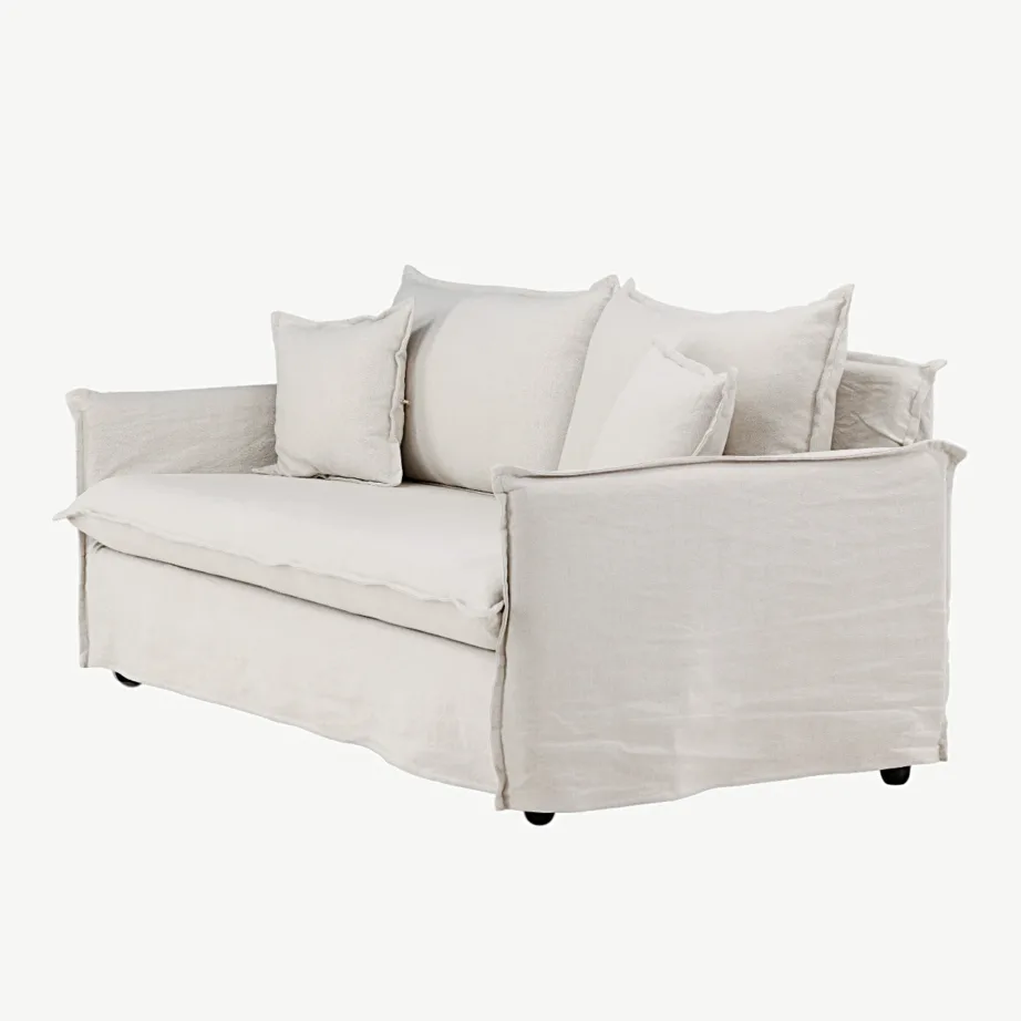 Beežist linasest kangast 3-kohaline diivan Nova (40% lina, eemaldatavad katted), 19947-256 – 6