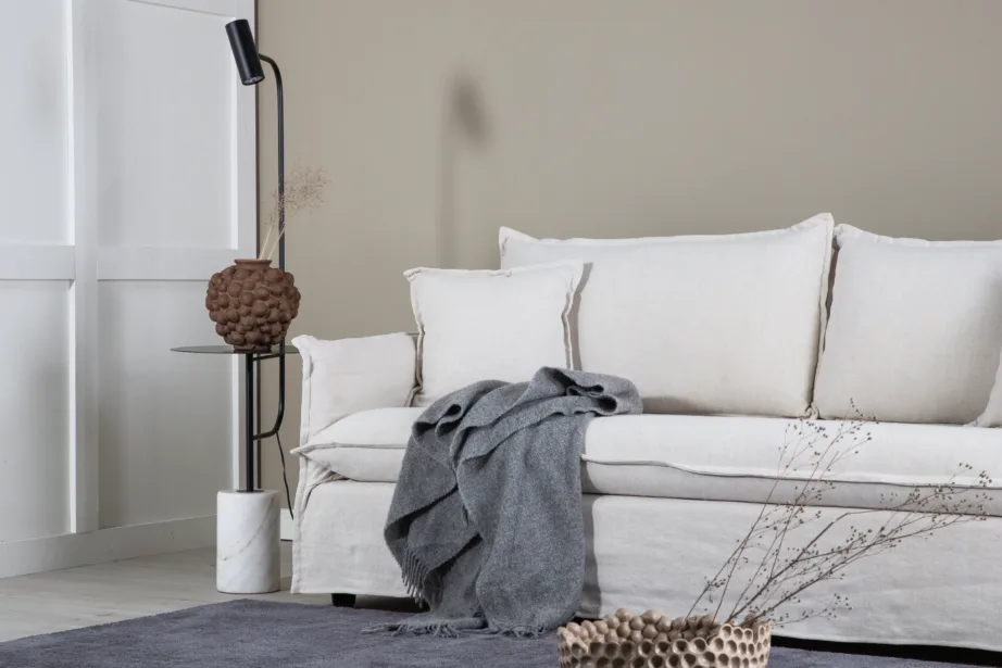 Beežist linasest kangast 3-kohaline diivan Nova (40% lina, eemaldatavad katted), 19947-256 – 10