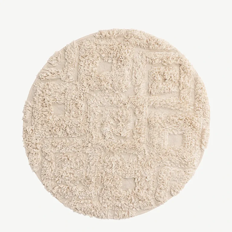 Ümmargune vannitoavaip Hilma, 100% puuvill, murdvalge, ø 60 cm - 19953-112