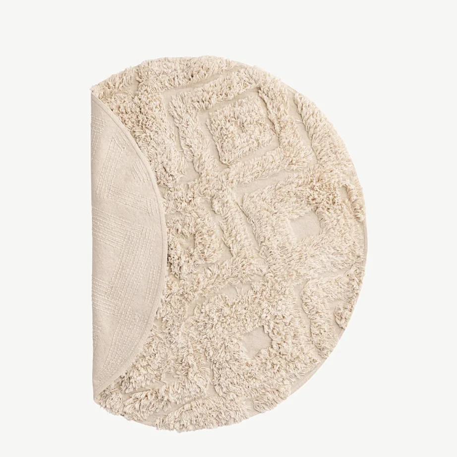 Ümmargune vannitoavaip Hilma, 100% puuvill, murdvalge, ø 60 cm, 19953-112