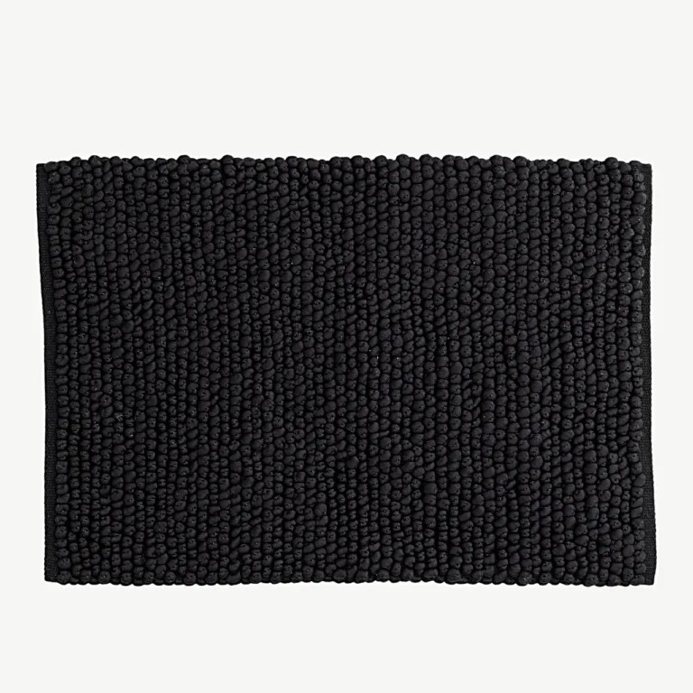 Käsitööna kootud must Wilmer vannitoavaip (50 × 80 cm, puuvill/polüester) - 19954-100