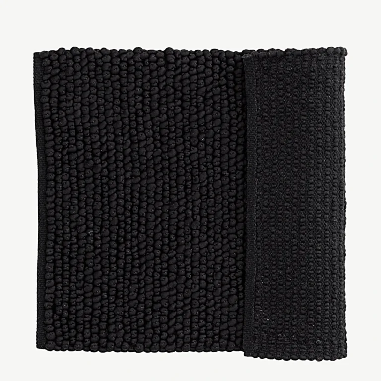 Käsitööna kootud must Wilmer vannitoavaip (50 × 80 cm, puuvill/polüester) - 19954-100