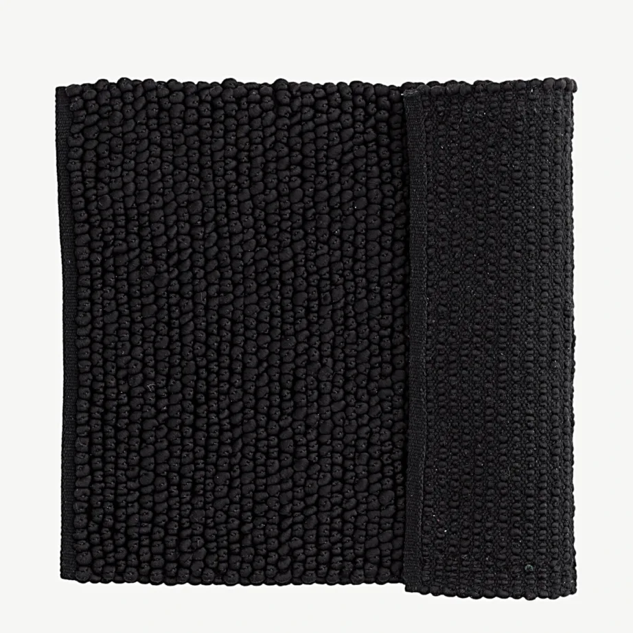 Käsitööna kootud must Wilmer vannitoavaip (50 × 80 cm, puuvill/polüester), 19954-100