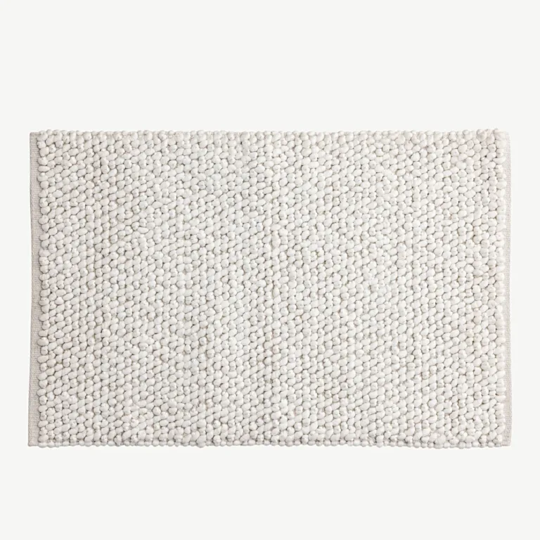 Valge käsitsi kootud vannitoavaip Wilmer, 50 × 80 cm, puuvill-polüester - 19954-101
