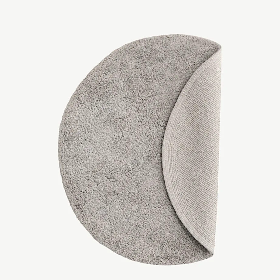 Ümmargune helehall puuvillane vannitoavaip Valle, ø60 cm, 19957-106