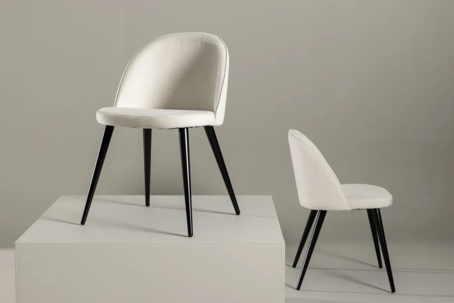 Manchester-kangast söögitool Velvetile (kreem, mustad metalljalad), 19960-890 – 8