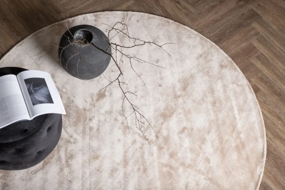 Beež ümmargune viskoosvaip Indra, ø200 cm, 19975-330 – 3