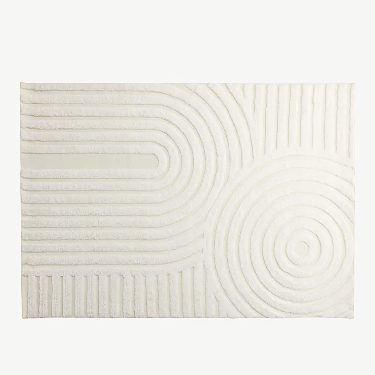 Valge madala karvaga elutoa vaip Nikita, 200 × 290 cm, polüester-puuvill - 19979-101