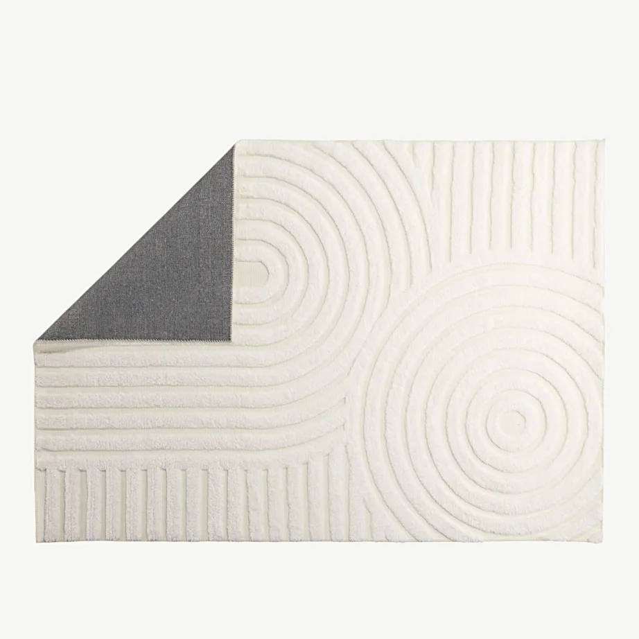 Valge madala karvaga elutoa vaip Nikita, 200 × 290 cm, polüester-puuvill, 19979-101