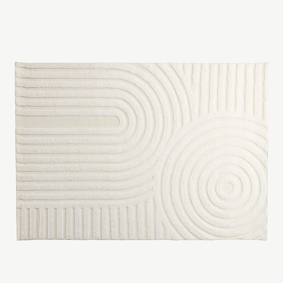 Valge reljeefse mustriga ristkülikukujuline vaip Nikita, 230 × 160 cm (polüester-puuvill), 19980-101 – 2