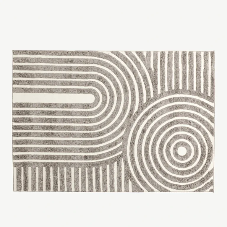 Geomeetrilise mustriga hall lühikarvaline vaip Nikita, 230x160 cm, polüester-puuvill - 19980-108