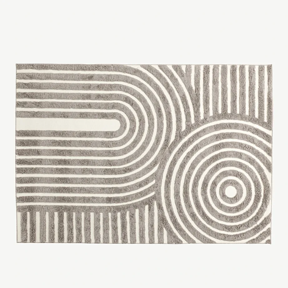 Geomeetrilise mustriga hall lühikarvaline vaip Nikita, 230×160 cm, polüester-puuvill, 19980-108 – 2