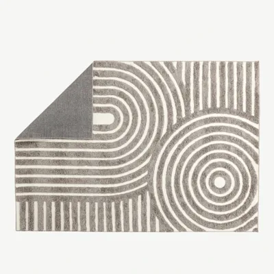 Geomeetrilise mustriga hall lühikarvaline vaip Nikita, 230x160 cm, polüester-puuvill - 19980-108