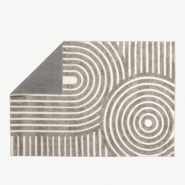 Geomeetrilise mustriga hall lühikarvaline vaip Nikita, 230x160 cm, polüester-puuvill - 19980-108