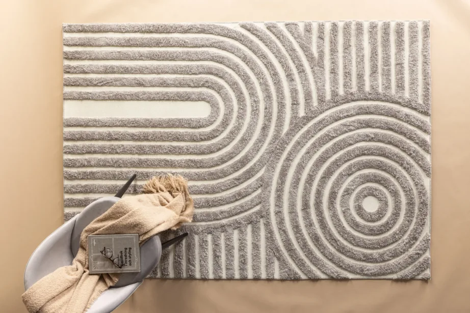 Geomeetrilise mustriga hall lühikarvaline vaip Nikita, 230×160 cm, polüester-puuvill, 19980-108 – 3