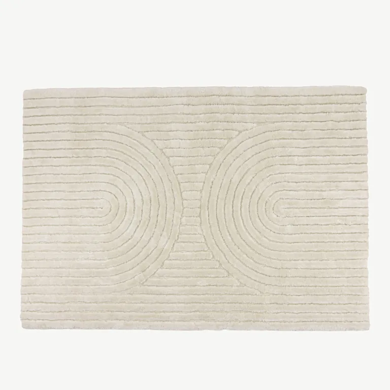 Valge reljeefne vaip Niklas, 290 × 200 cm, polüester-puuvill - 19982-101