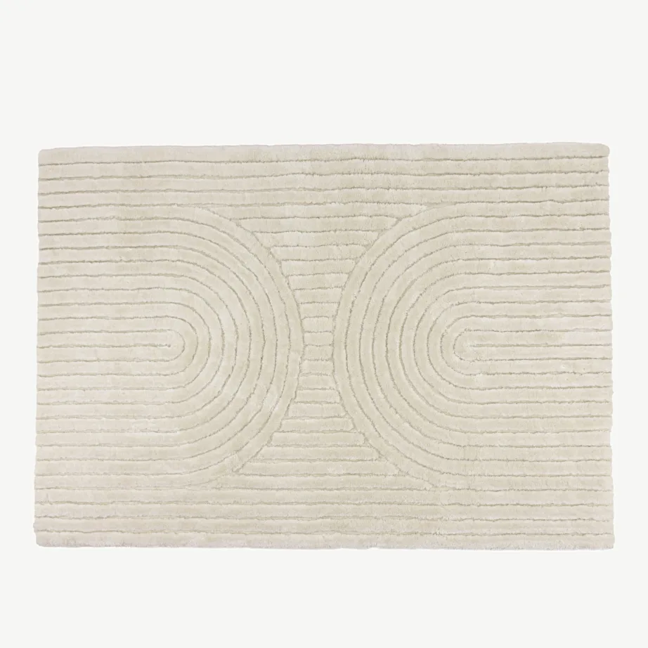 Valge reljeefne vaip Niklas, 290 × 200 cm, polüester-puuvill, 19982-101 – 2