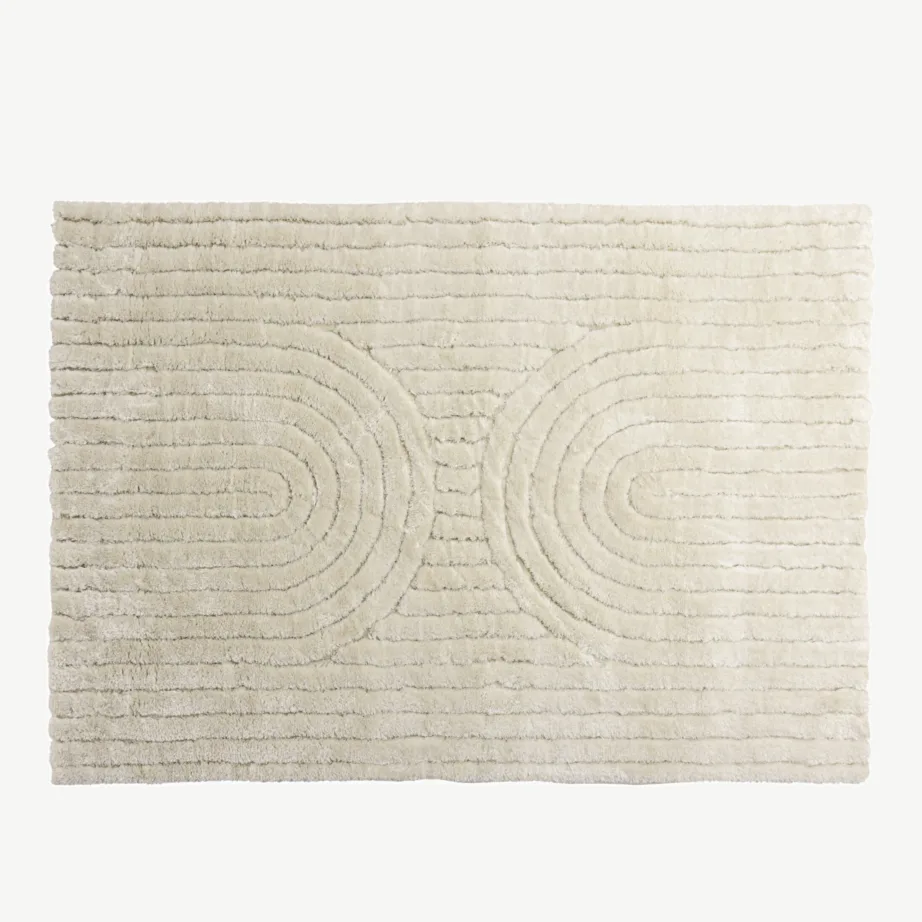 Valge reljeefse mustriga polüester-puuvillavaip Niklasele, 230 × 160 cm, 19983-101 – 2