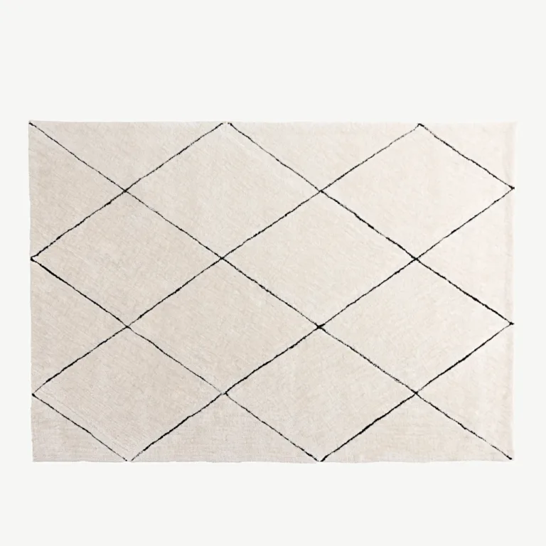Patrik polüester-puuvillane valge rombmustriga vaip, 200 × 290 cm - 19985-110