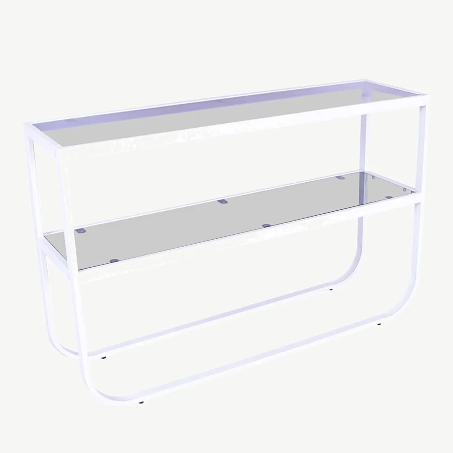 Valge raamiga külglaud Rocker halli klaasist plaadiga, 19989-605 – 2