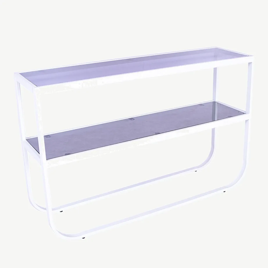 Valge raamiga külglaud Rocker halli klaasist plaadiga, 19989-605 – 4