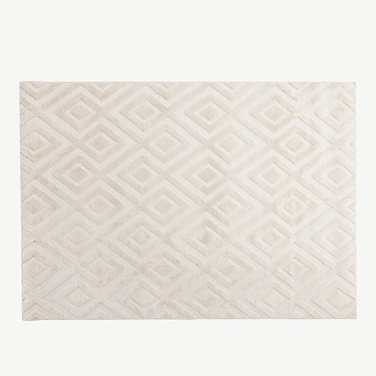 Valge geomeetrilise mustriga vaip Pia (polüester-puuvill, 160×230 cm) - 19991-101